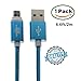 KingCool Micro USB Charge Cable 6.6 ft/2m Durable Braided Nylon V8 High Speed USB Data Transfer Cable Data Sync USB Charger Cord for Android, Samsung, HTC and More(Blue)