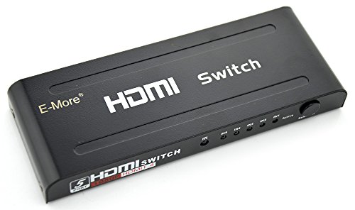 E-More HDMI 1.4a Switcher 5X1 (5 in 1 out) With IR Remote Control and Audio Output For 3D & 1080p PS3 XBOX360 DVD with High-Definition HDTVs, Projectors, Blu-ray & DVD Players, Computers, Video Game Consoles