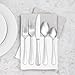 Amazon Basics 65-Piece Stainless Steel Flatware Set with Round Edge, Service for 12, Silver
