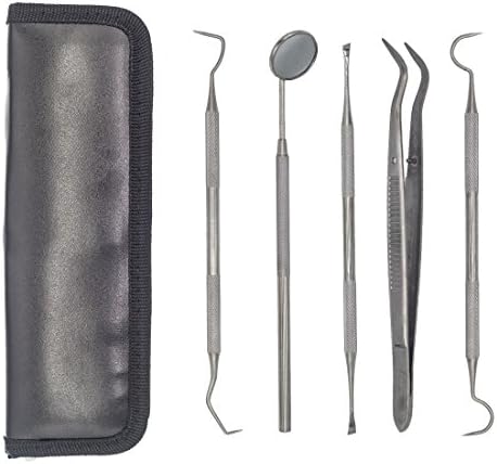 SMDZME Dental Hygiene Tool Set,stainless Steel,Tweezers,Dental Pick,Anti-fog Mouth Mirror,Tartar Remover,Dental Scaler With Protective Storage