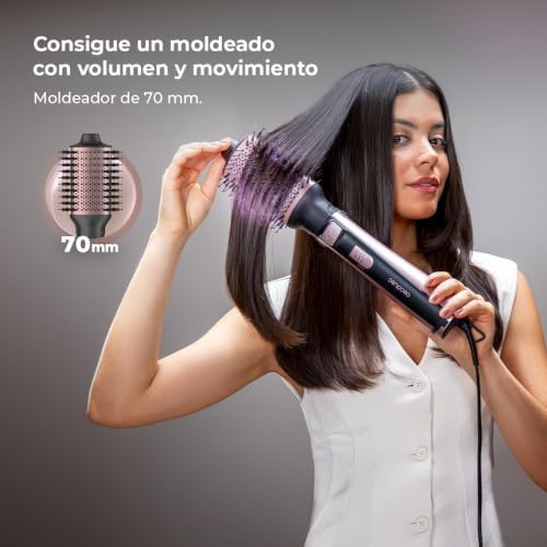 Cepillo de Aire Moldeador con 10 Cabezales CeramicCare 10in1 AirBrush Gyro. 1100W, Función Rotativa, Tecnología Iónica, Revestimiento Cerámico, 3 Modos de Velocidad y Temperatura, Punta Fría