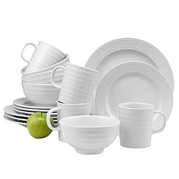 overandback 812493 Camden 16pc Dinnerware Set, Service for 4, White