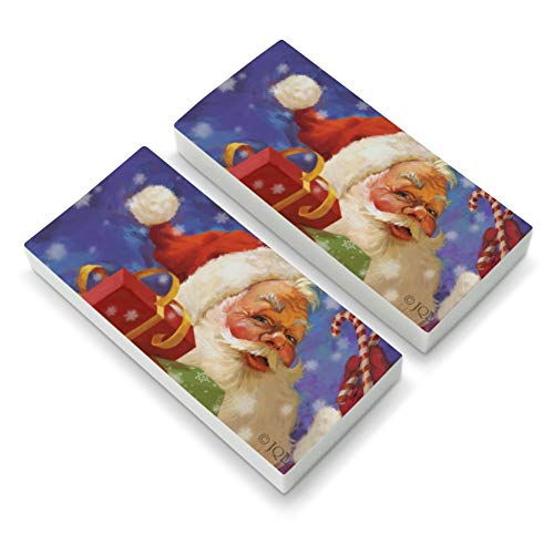 Christmas Holiday Santa Presents Candy Canes Eraser Set of 2