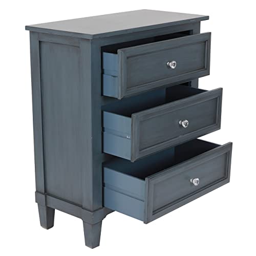 Decor Therapy Beckett 3Drawer Side Table, 24x12x28, Antique Navy