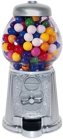 Medium Size 11 Metal and Glass Candy Gumball Machine, Silver Color by Vending Machines