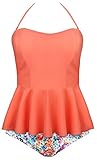 CoolEnding Women's High Waisted Swimsuit Ruffles Top Two Piece Tankini