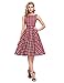 1960s Unique Cotton Dark Red Plaid Garden Party Dress Size S BP02-15