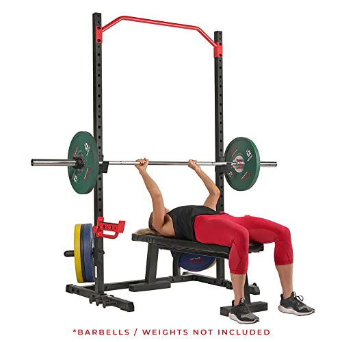 Sunny Health & Fitness Multifunctional Strength Training Home Gym – Complete Workout Equipment with Training Attachments, Optional Squat Stand, Power Rack Cage, Adjustable Incline Bench