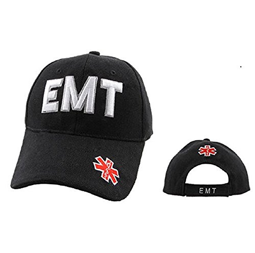 AES Paramedic EMT Hat - Black Cap With White Embroidered Letters
