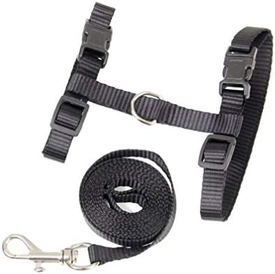 UEETEK Adjustable Pet Cat Kitten Belt Collar Harness Safety Strap with Leash Traction Rope (Black)