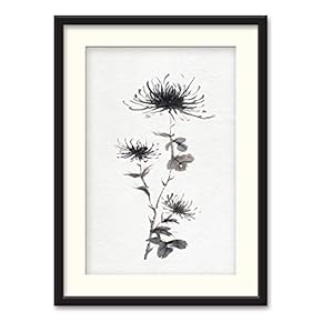 Black Paper Framed Canvas Wall Art for Living Room, Bedroom Traditional Chinese Words and Plants Canvas Prints for Home Decoration Ready to Hanging - 23x31 inches