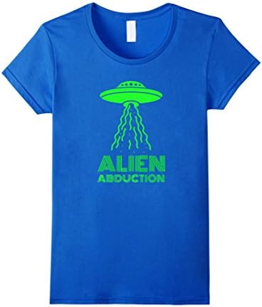 Womens Alien Abduction Funny Flying Saucer UFO T-Shirt. Novelty Medium Royal Blue