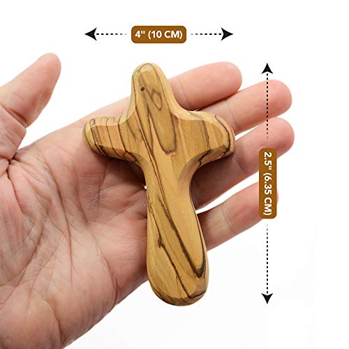 4" Hand Held Olive Wood Clinging Cross from Bethlehem in Pouch