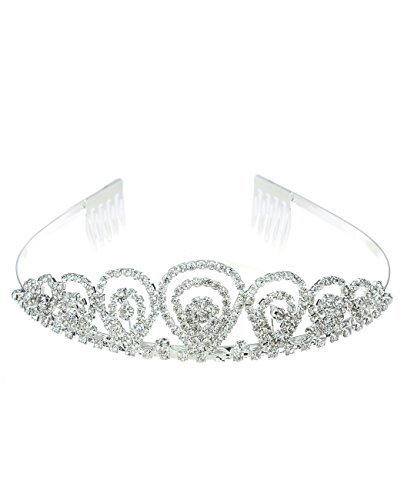 NYFASHION101 Rhinestone Studded Inverted Teardrop Crown Tiara NHTY1617SCL