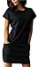 Face N Face Women's Summer Dresses Short Sleeve Casual Shirt Mini Dress with Pockets Black XX-Large