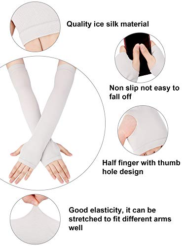 6 Pairs Long Arm Sleeves Unisex Cooling Sleeves UV Protection Sleeves Arm Cover (Color Set 1)