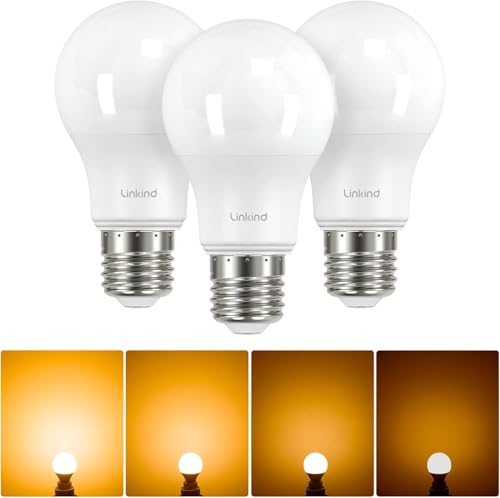 Linkind E27 Dimmable Led Bulb, 7.3W Equivalent, 60W Warm White 2700K, 806lm, A60 Large Edison Screw Bulb, Dimmable Lamp 220-240V, Pack of 3