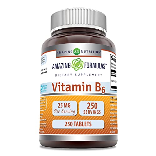 Amazing Formulas Vitamin B6 Pyridoxine 25mg 250 Tablets Supplement