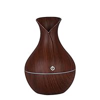 Buedvo Essential Oil Diffuser 130 Wood Grain Aromatherapy Diffuser Ultrasonic Cool Mist Humidifiers Whisper Quiet 7 Color Changing Lights Settings Mist Adjustment for Home Office Bedroom (Brown)