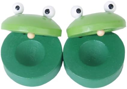 1 Pair Baby Wooden Frog Round Castanet Musical Instrument Toy - Green by Generic