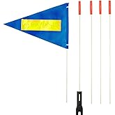 Bike Safety Flag 6 Foot Heavy Duty Fiberglass Pole Polyester Waterproof Flag (Blue with Reflective)