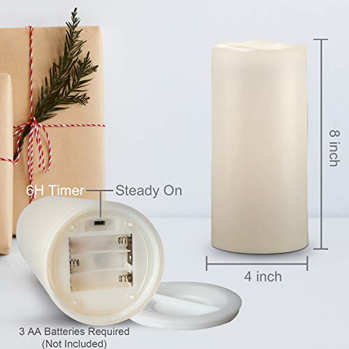 Amagic 8” x 4” Outdoor Waterproof Candles with Remote Control, Battery Operated Large Flameless