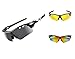 IFLYING Polarized Sports Sunglasses 3 Color Interchangeable Lenses for Men Women Cycling Baseball Running Glasses Polarized Gray for All Purpose and Night activities (Black)