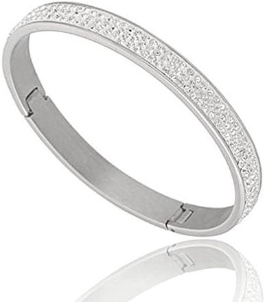 Tuji Jewelry VQYSKO Stainless Steel Rhinestone Crystal Wedding Bridal Bracelets for Women