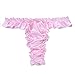 YiZYiF Men's Silky Shiny Satin Flutter Ruffled Sissy Thongs Crossdress Underwear Pink Large(Waist:29.0-54.5