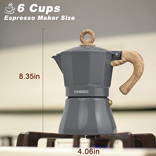 KASSO Stovetop Espresso Maker, 6 Cup Aluminum Moka Pot for Classic