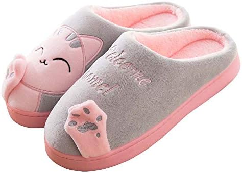 MOFEEDOUKAWomen's and Men's Slippers Comfort Plush Cute House Lucky Cat Warm Indoor Home Shoes