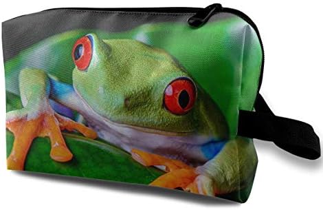 LEIJGS Red-Eyed Tree Frog Green Leaf Small Travel Toiletry Bag Super Light Toiletry Organizer for Overnight Trip Bag