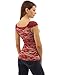 PattyBoutik Women V Neck Lace Overlay Lined Top (Beige and Burgundy Small)