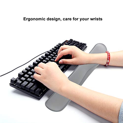 Poualss Memory Foam Set Keyboard and Mouse Wrist Pad Rest,Cushion Support for Office,Gaming,Computer,Laptop and Mac,Pain Relief& Easy Typing,Gray Wrist Rests