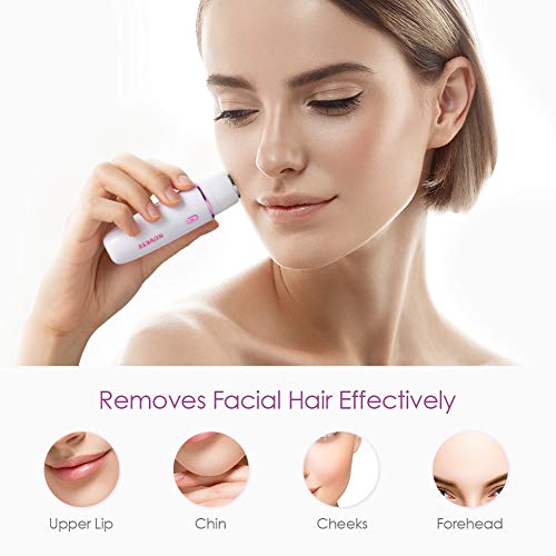 NOVETE Face Hair Remover for Women, Facial Hair Removal for Women, Painless Waterproof Electric Hair Shaver Trimmer with Built-in LED Light, USB Rechargeable Razor, for Chin Upper Lip Cheek Peach Fuzz - Thumbnail 4