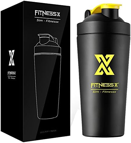 700ml Protein Shaker Stainless Steel Water Bottle Protein Mixing Cup with Mixer Ball (black-700ml)