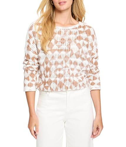 NIC+ZOE Women's Textured Diamond Sweater, Neutral Multi, Large