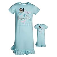 BFF & ME Girls Nightgown Pajama Set with Matching Doll Pajama, Blue Mermaid, Size 6/6X