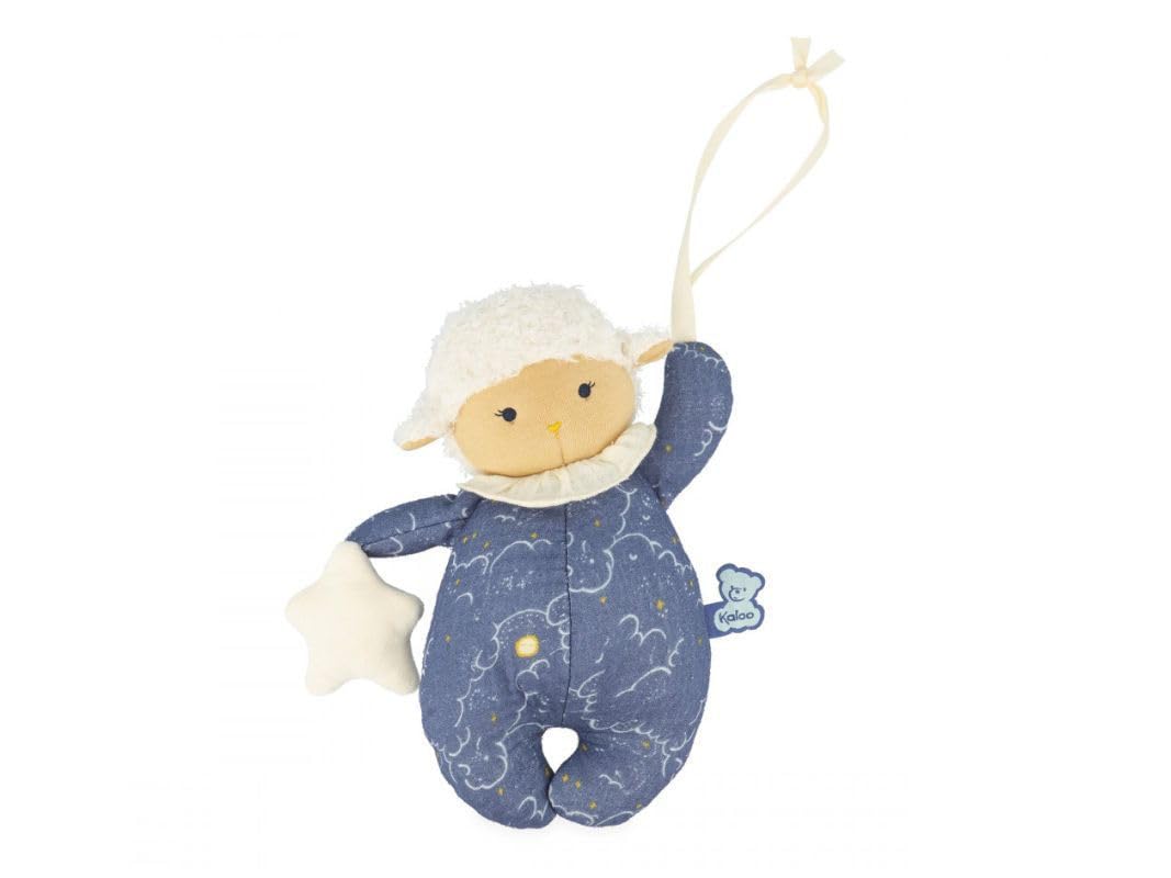 Kaloo - Doux Sommeil - Awake Musical Sheep Plush - “La Le Lu” Lullaby - Travel-Suitable and Helps Baby Fall Asleep - 20 cm - Blue - 0 Months +, K221004