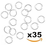 Bling Rings - 35 Silver Hair Rings for Pierced Braid & Dreadlock Decoration - Hair Loop Clips - Girl Jewelry Accessories - Jump Rings 15mm