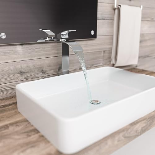Kadelg High Bathroom Basin Tap, Modern Bathroom Basin Mixer, Hot and Cold Water Undersink Tap, Comes with 3/8 Inch Hose 60 cm Long