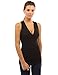 PattyBoutik Women V Neck Ruched Side Tank Top (Black Small)