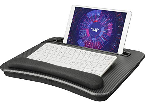 HUANUO Laptop Lap Desk – Fits up to 14 inches Laptop Stand with Phone Holder,Tablet Holder, Portable Lap Desk Built-in Soft Foam Pillow Cushion, Elastic Band，Laptop Stop Bar