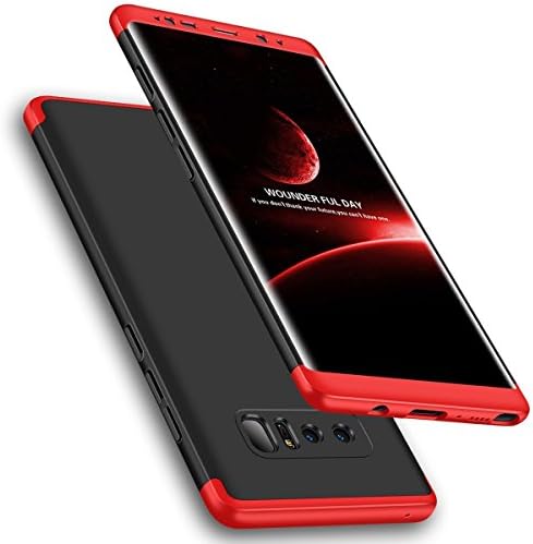 Galaxy Note 8 Case, Vercrown 3 in 1 Ultra Slim Hard PC Premium Case Hybrid Anti Fingerprint Scratches Soft Grip 360 Degree Full Body Protection Matte Surface Cover Case for Galaxy Note 8-Black+Red