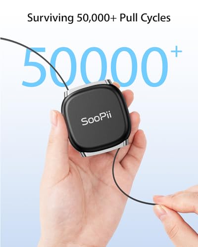 SooPii Retractable USB C to USB C Cable (2Pack 3.3FT), 240W USB C Fast Charging Cord with Mag Snap Storage, 5-Stage Length Preset Type C Cable for iPhone 16/15 Pro Max, Galaxy S25/24
