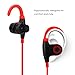 Bluetooth Headphones, Water-proof Wireless 4.1 Noise Cancelling Stereo Earphones, Secure Fit for Sports with Built-in Mic (Red) (Red)