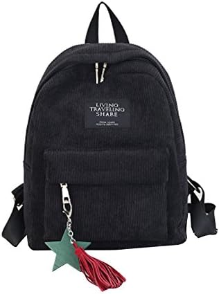 Creazrise Women Fashion School Bags Mini Thicken Corduroy Backpacks (Black A)