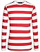 SSLR-Long-Sleeve-Tee-Shirts-for-Men-Striped T Shirts Crewneck Cotton Causal (X-Large, Red White)