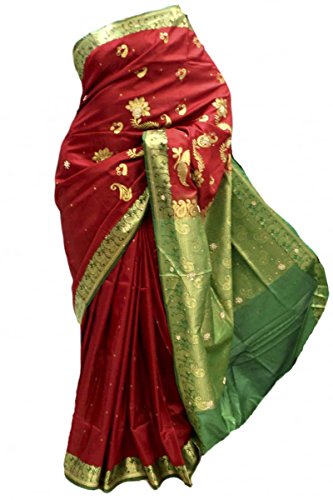 SBS3025 Maroon and Green Banarasi Silk Saree
