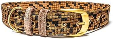 PetWale Brown Checks Dog Collar - (Size : Large)